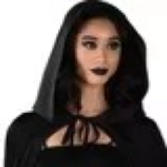 Adult Black Hooded Cape Costume For Halloween & Cosplay - Unisex - Picture 3 of 4